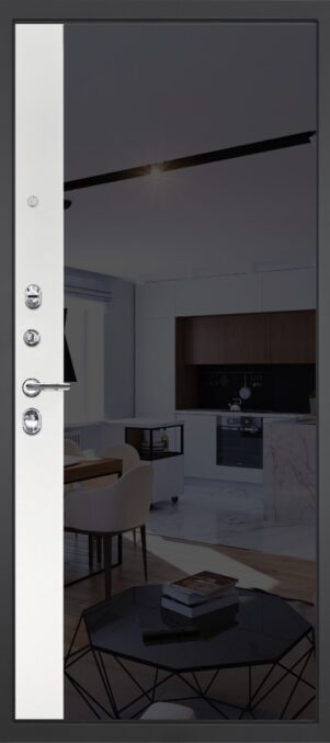 Дверь Гранит М2 Люкс - панель 091 Зеркало макси бок тонированное черное 10 мм